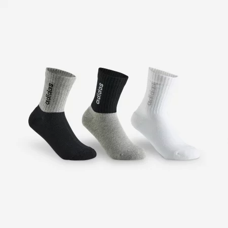 Детски дълги спортни чорапи adidas, 3 чифта, черно/сиво/бяло