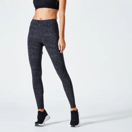 Дамски клин за фитнес fit+ 500 slim, черен с принт