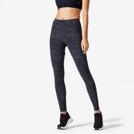 Дамски клин за фитнес fit+ 500 slim, черен с принт