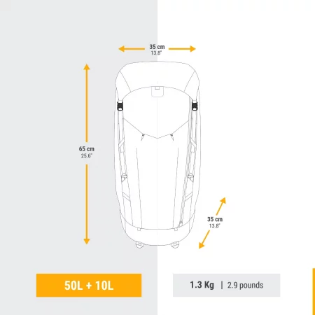 Мъжка раница за трекинг mt900 ultralight, 50+10 литра