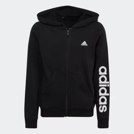 Детски суитшърт с качулка adidas, черен