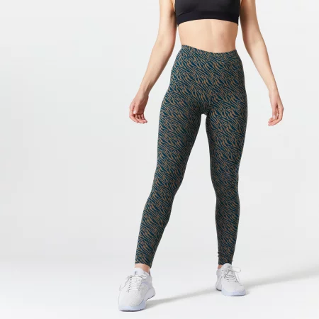 Дамски дълъг клин fit+ 500, тюркоазен с принт