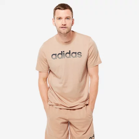 Мъжка тениска за фитнес adidas, бежова