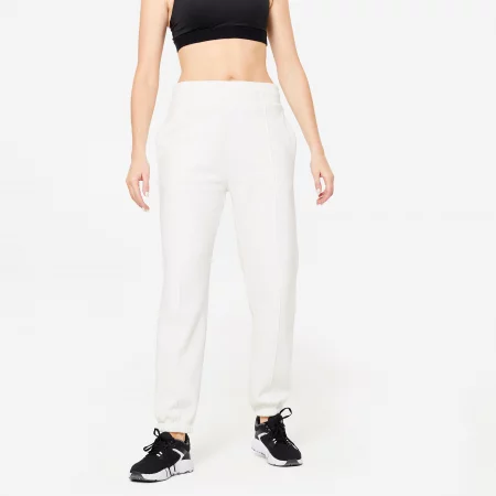 Women's fitness fleece warm pant - 500 white