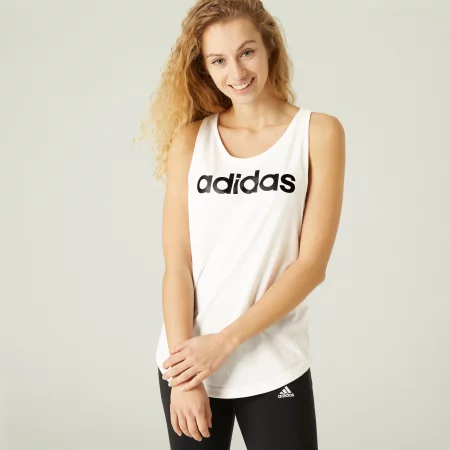 Дамски потник за фитнес adidas, бял