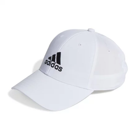 Детска шапка с козирка adidas, бяло/черно