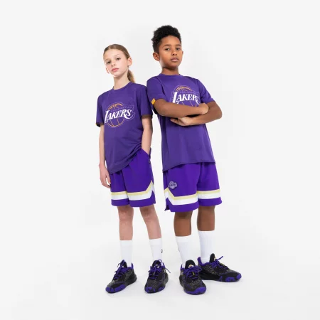 Детски баскетболни шорти nba lakers sh 900 jr, виолетови