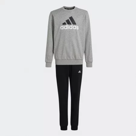 Детски анцуг adidas, сиво/черно с принт