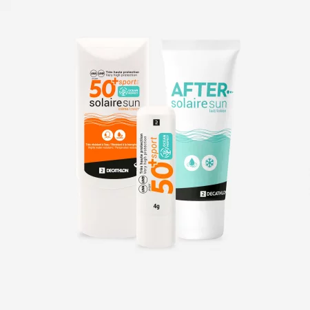 Слънцезащитен комплект (крем spf 50+, балсам за устни spf 50+, мляко за след слънце)