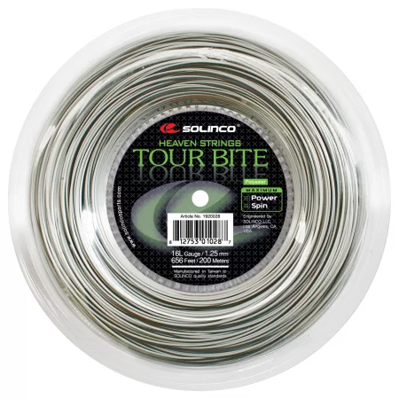 Еднонишков тенис кордаж tour bite 1,25 mm, 200 м, сив