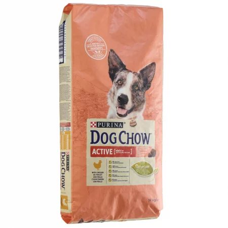 Храна за кучета dog chow active с пилешко месо, 14 кг