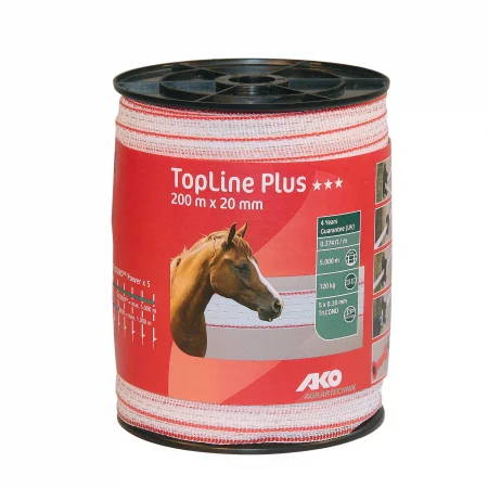 Лента за ограждение top line plus, ширина 20 мм x 200 м, бяла